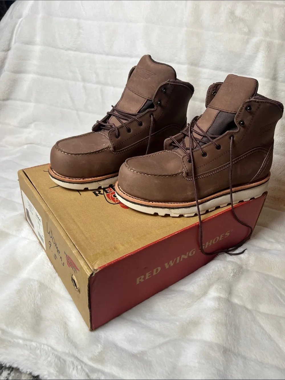 Red Wing Shoes Men's Dark Brown Lace-Up Leather Work Boots